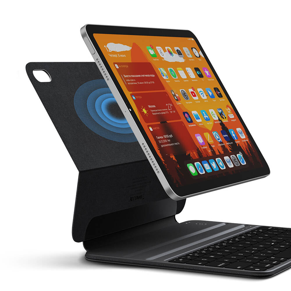 iPad Air 10.9 2020 (4.Nesil) Wiwu F16 Klavyeli Standlı Magnetik Kılıf Siyah