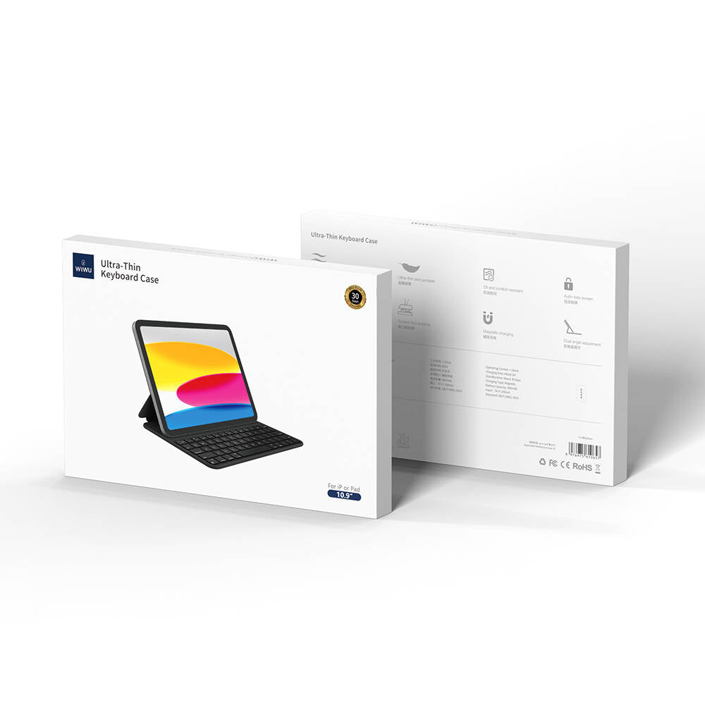 iPad Air 10.9 2020 (4.Nesil) Wiwu F16 Klavyeli Standlı Magnetik Kılıf Siyah