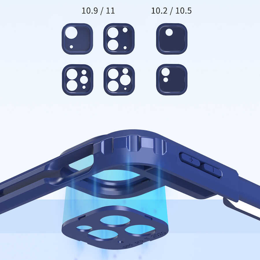 iPad Air 10.9 2020 (4.Nesil) Wiwu Mecha Dönebilen Standlı Tablet Kılıfı Mavi
