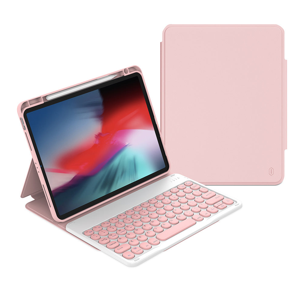 iPad Air 10.9 2020 (4.Nesil) Wiwu Protective Gizli Kalem Bölmeli Klavyeli Kılıf Pembe