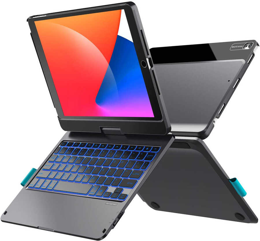 iPad Air 10.9 2020 (4.Nesil) Wiwu Waltz Rotating Keyboard Kablosuz Dönebilen Klavye Siyah