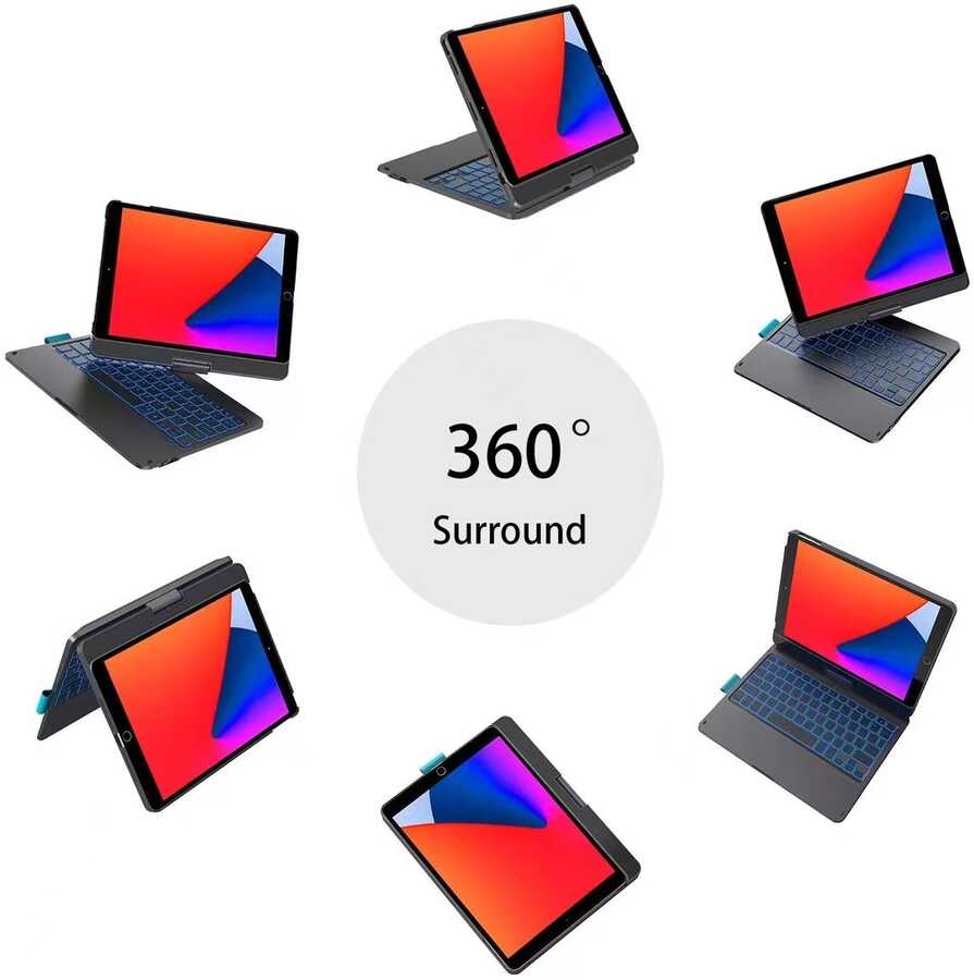 iPad Air 10.9 2020 (4.Nesil) Wiwu Waltz Rotating Keyboard Kablosuz Dönebilen Klavye Siyah