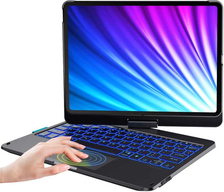 iPad Air 10.9 2020 (4.Nesil) Wiwu Waltz Rotating Keyboard Kablosuz Dönebilen Klavye Siyah