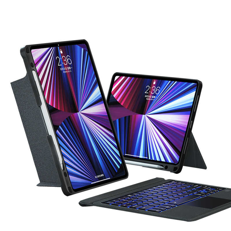 iPad Air 10.9 2022 (5.Nesil) Wiwu Mag Touch Klavyeli Standlı Kılıf Siyah