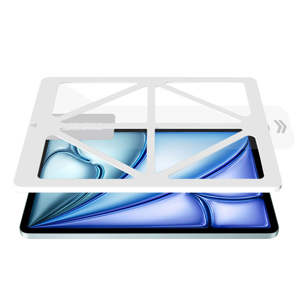 Apple iPad Air 11 2024 CaseWorld Steel Shield Serisi Temperli Cam Ekran Koruyucu + Uygulama Aparatı Şeffaf