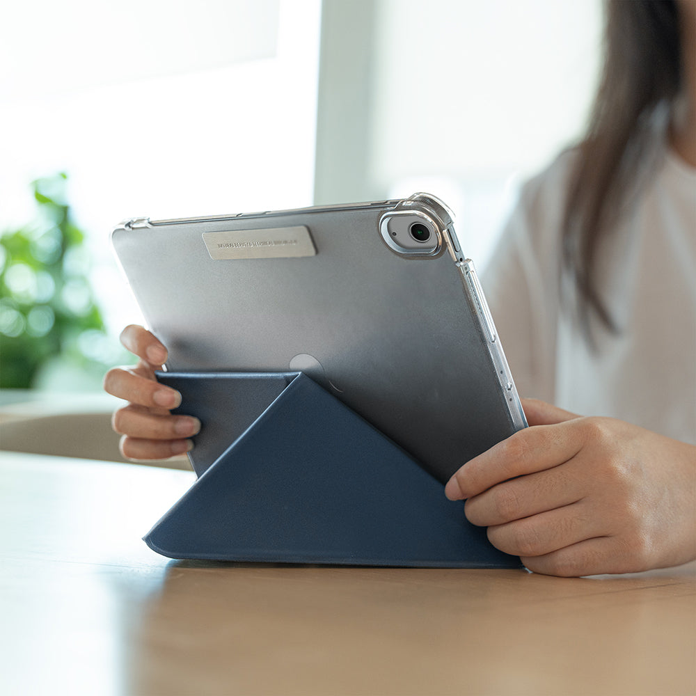 iPad Air 11 2024 Raptic Clear Folio Airbagli Şeffaf Kılıflı Katlanabilir Standlı Kılıf Lacivert