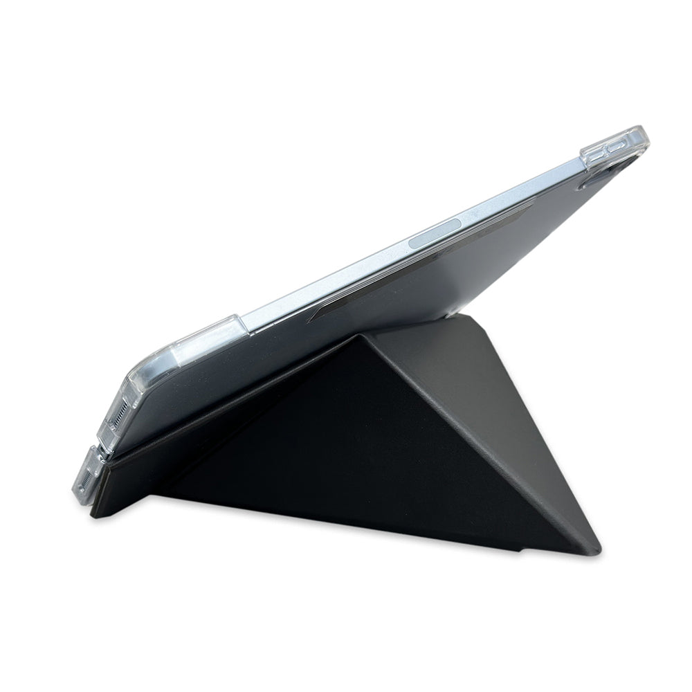 iPad Air 11 2024 Raptic Clear Folio Airbagli Şeffaf Kılıflı Katlanabilir Standlı Kılıf Siyah