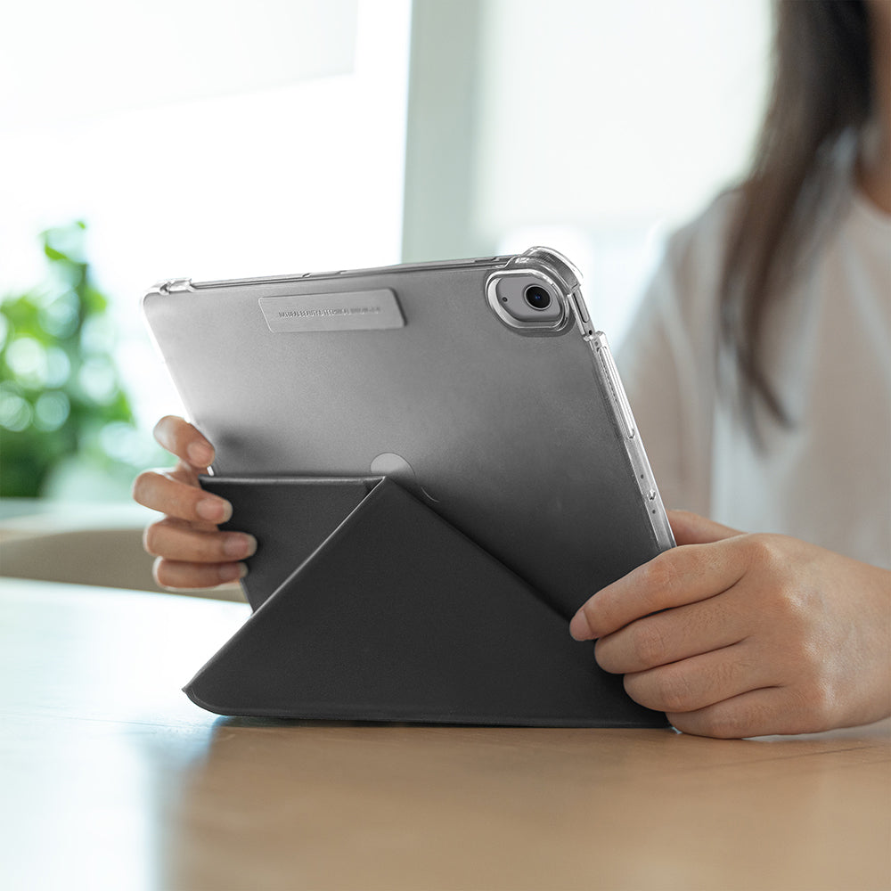 iPad Air 11 2024 Raptic Clear Folio Airbagli Şeffaf Kılıflı Katlanabilir Standlı Kılıf Siyah