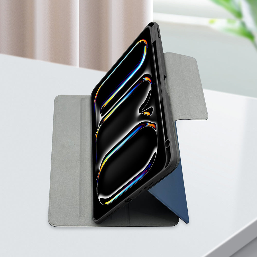 iPad Air 11 2024 Raptic Spin Detachable Folio PU Ayrılabilir Kalem Bölmeli Standlı Kılıf Lacivert