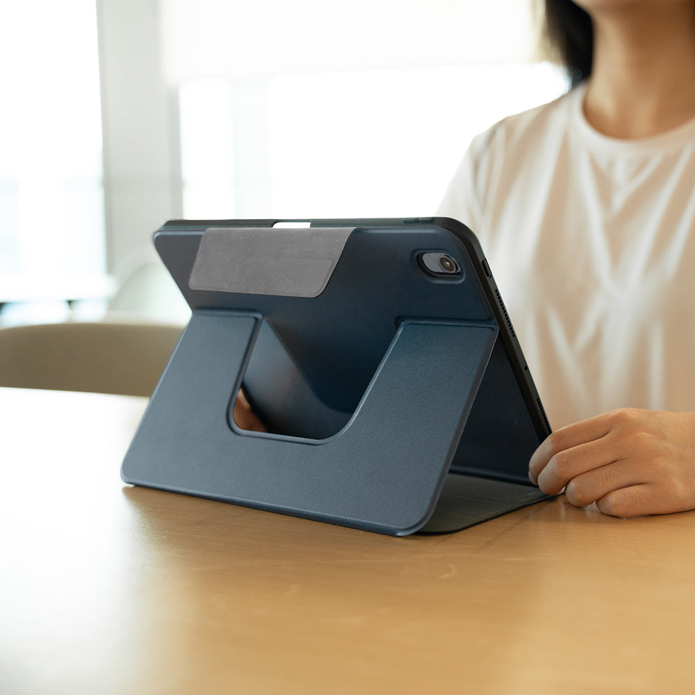 iPad Air 11 2024 Raptic Spin Detachable Folio PU Ayrılabilir Kalem Bölmeli Standlı Kılıf Lacivert
