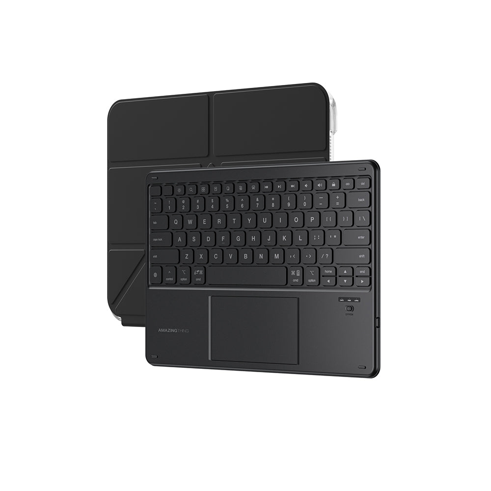 Apple iPad Air 11 2025 M3 Amazingthing Minimal KeyLite Combo Klavyeli Standlı Kılıf Siyah