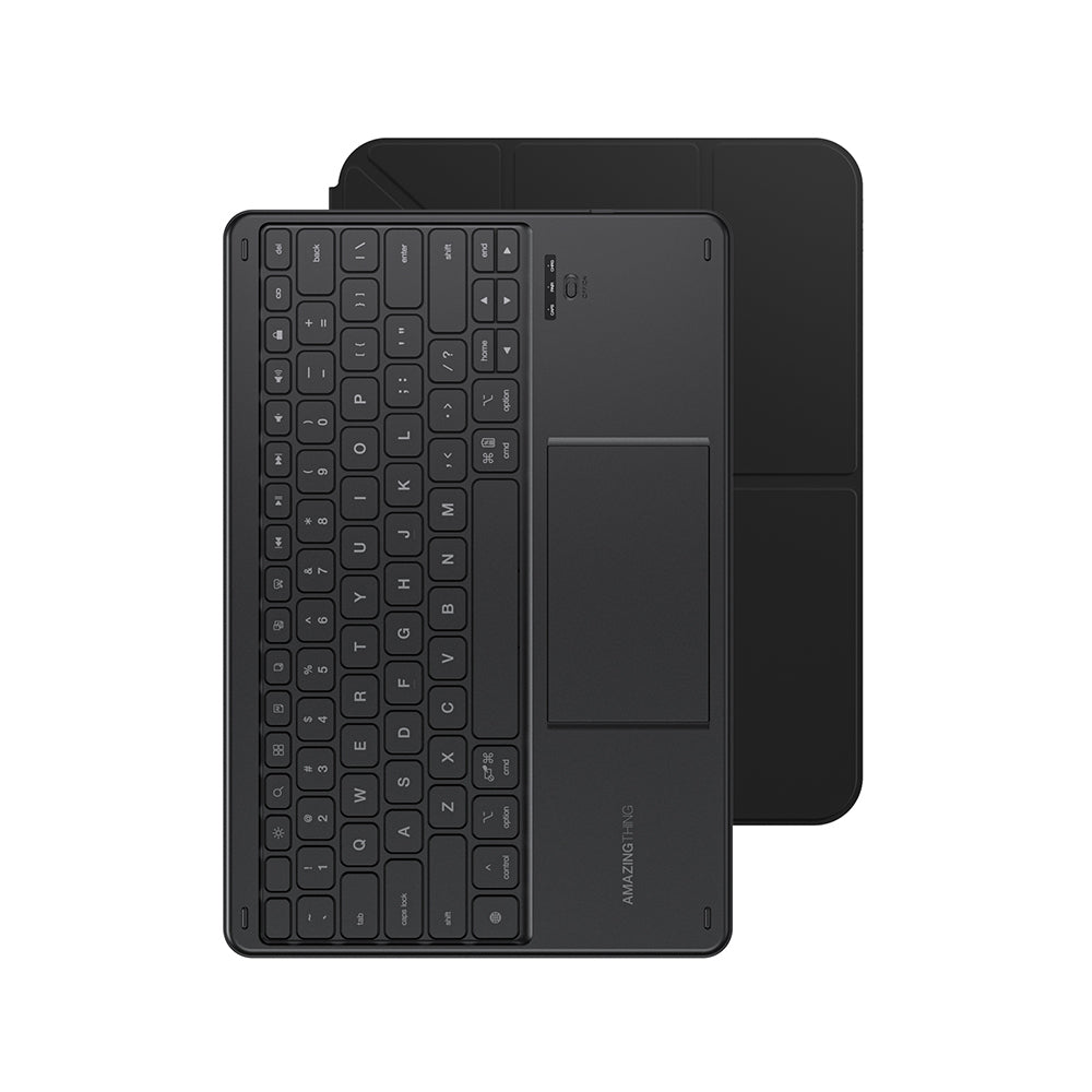 Apple iPad Air 11 2025 M3 Amazingthing Minimal KeyLite Combo Klavyeli Standlı Kılıf Siyah