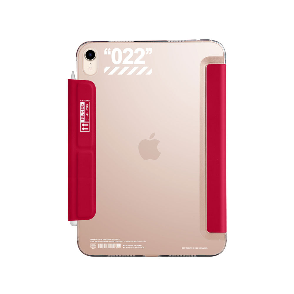 Apple iPad Air 11 2025 M3 Kılıf SkinArma Kalemlikli Arkası Şeffaf Standlı Magnetik Taihi Sora Kılıf Kırmızı