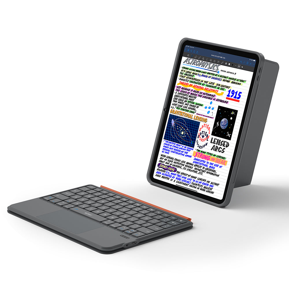 Apple iPad Air 11 2025 M3 Wiwu MK-005 Combo 3in1 Kalem Bölmeli Klavyeli Standlı Kılıf Gri