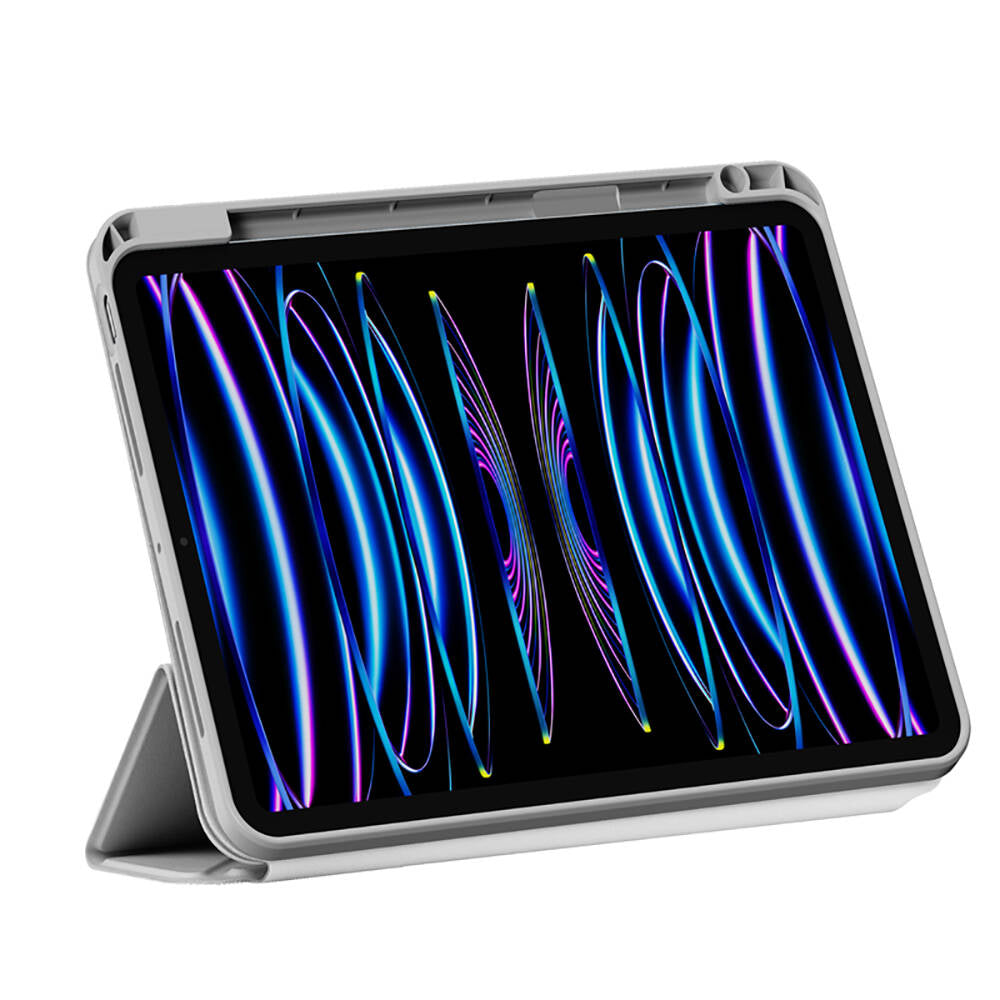 iPad Air 12.9 2022 M2 Wiwu 360° Dönebilen Standlı Magnetik Koruyucu Tablet Kılıfı Gri