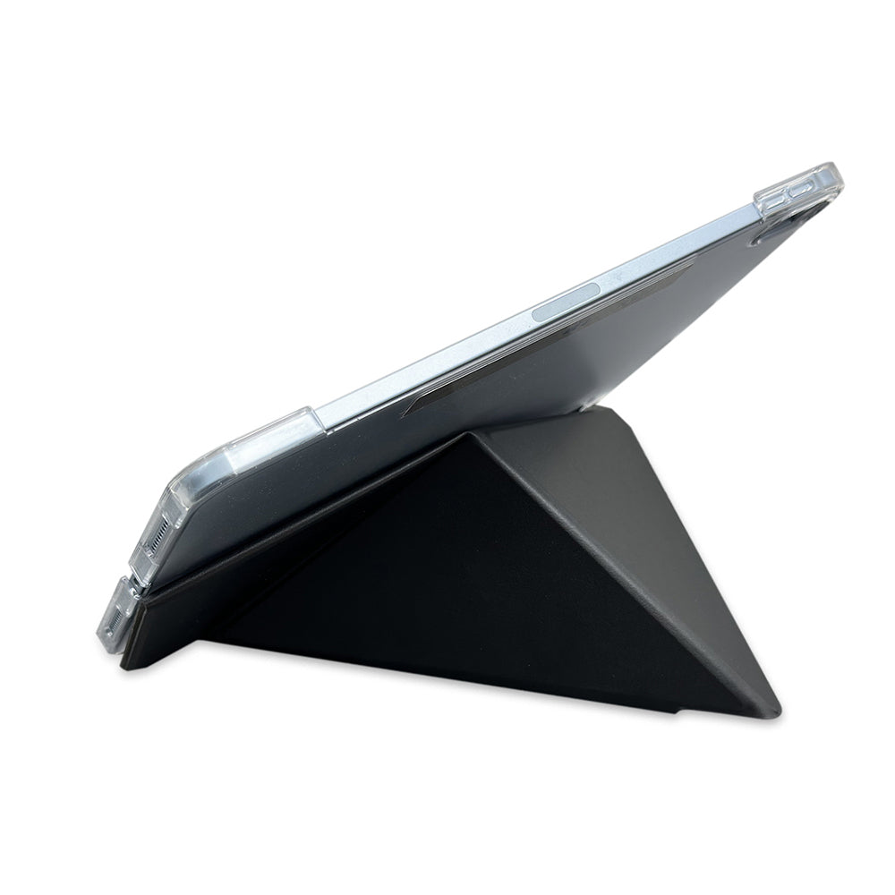 iPad Air 13 2024 Raptic Clear Folio Airbagli Şeffaf Kılıflı Katlanabilir Standlı Kılıf Siyah