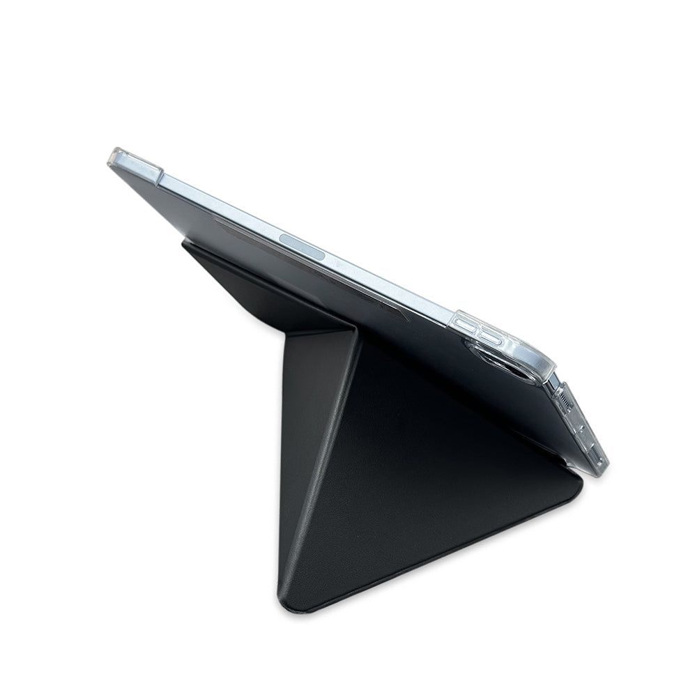 iPad Air 13 2024 Raptic Clear Folio Airbagli Şeffaf Kılıflı Katlanabilir Standlı Kılıf Siyah