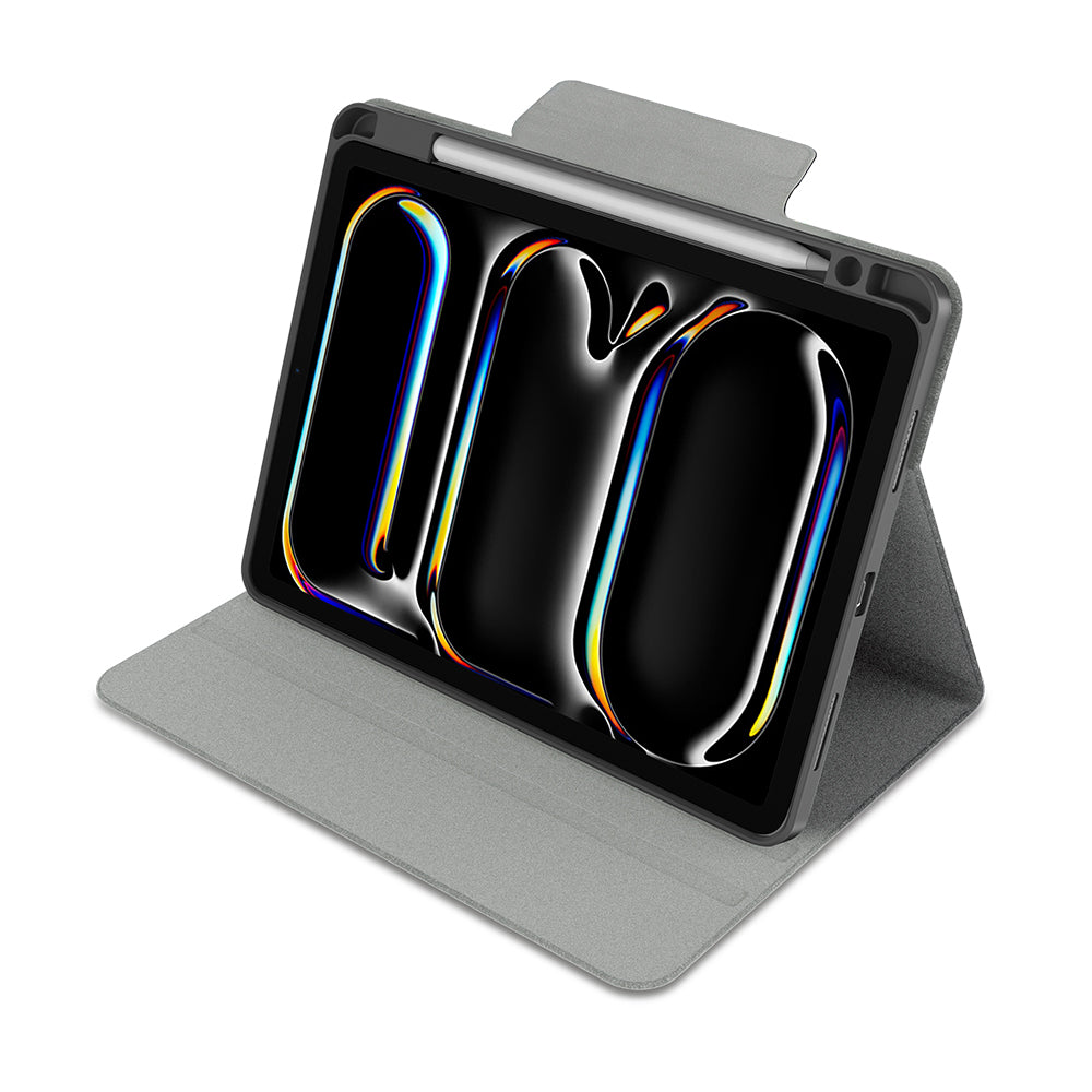 iPad Air 13 2024 Raptic Spin Detachable Folio PU Ayrılabilir Kalem Bölmeli Standlı Kılıf Siyah
