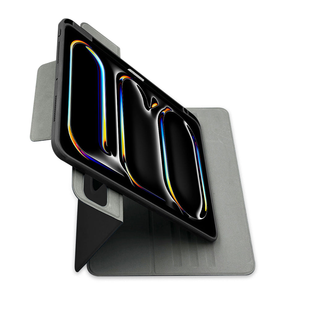 iPad Air 13 2024 Raptic Spin Detachable Folio PU Ayrılabilir Kalem Bölmeli Standlı Kılıf Siyah
