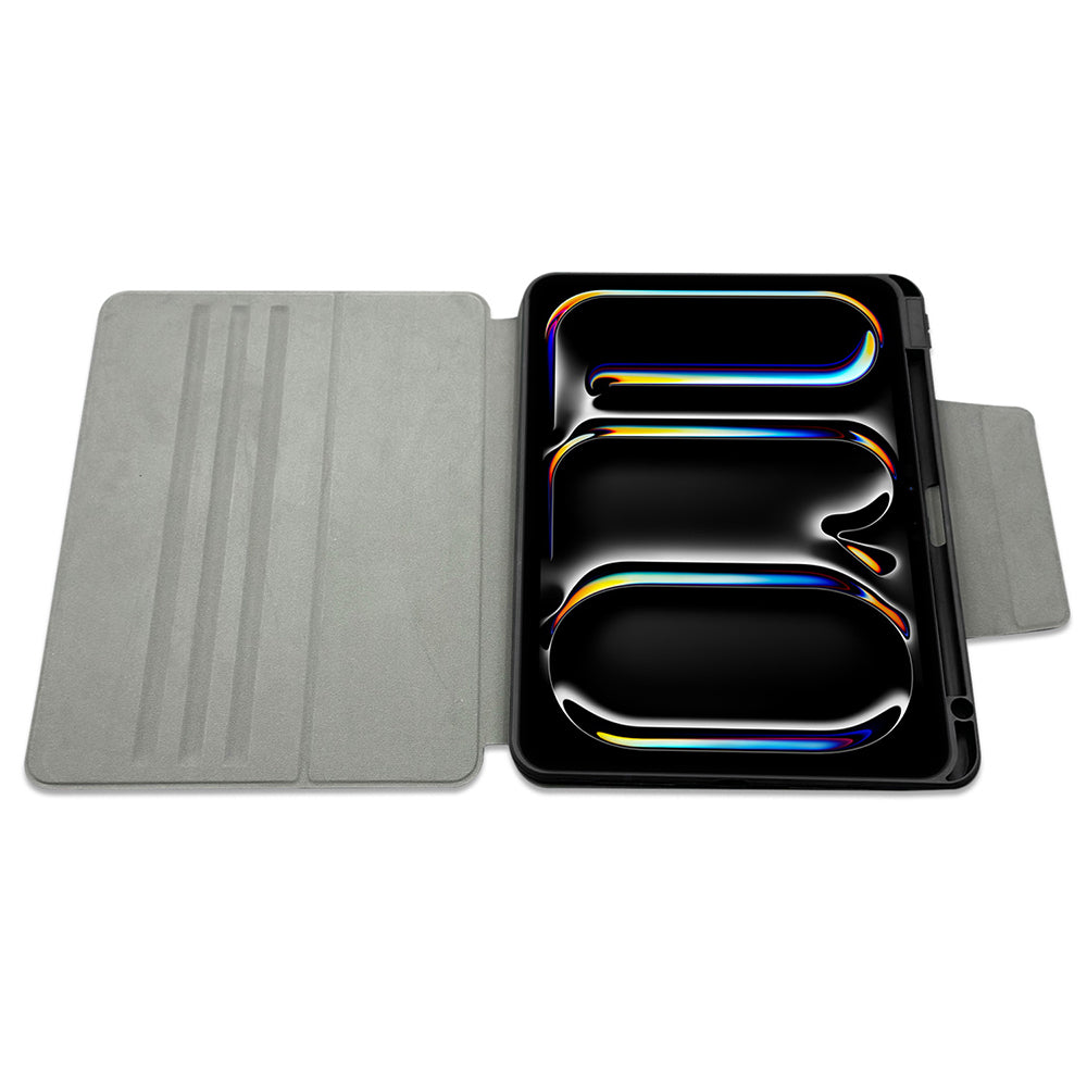 iPad Air 13 2024 Raptic Spin Detachable Folio PU Ayrılabilir Kalem Bölmeli Standlı Kılıf Siyah