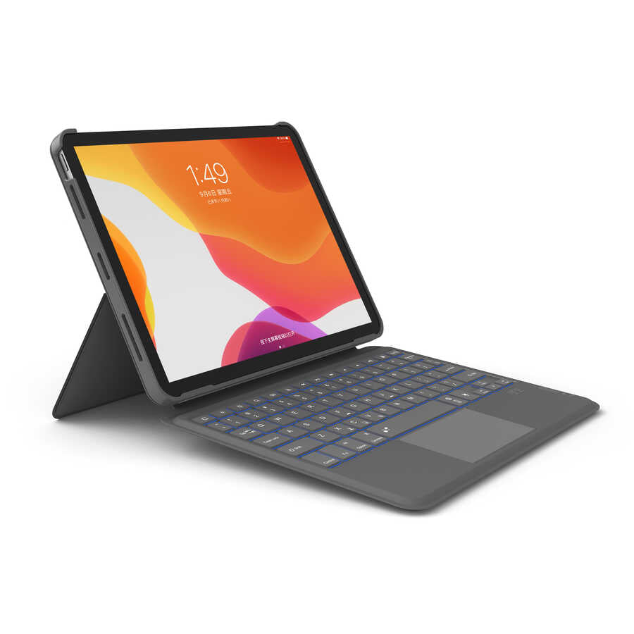 iPad Pro 11 2018 Wiwu Combo Led Işıklı Magnetik Standlı Klavyeli Kılıf Gri