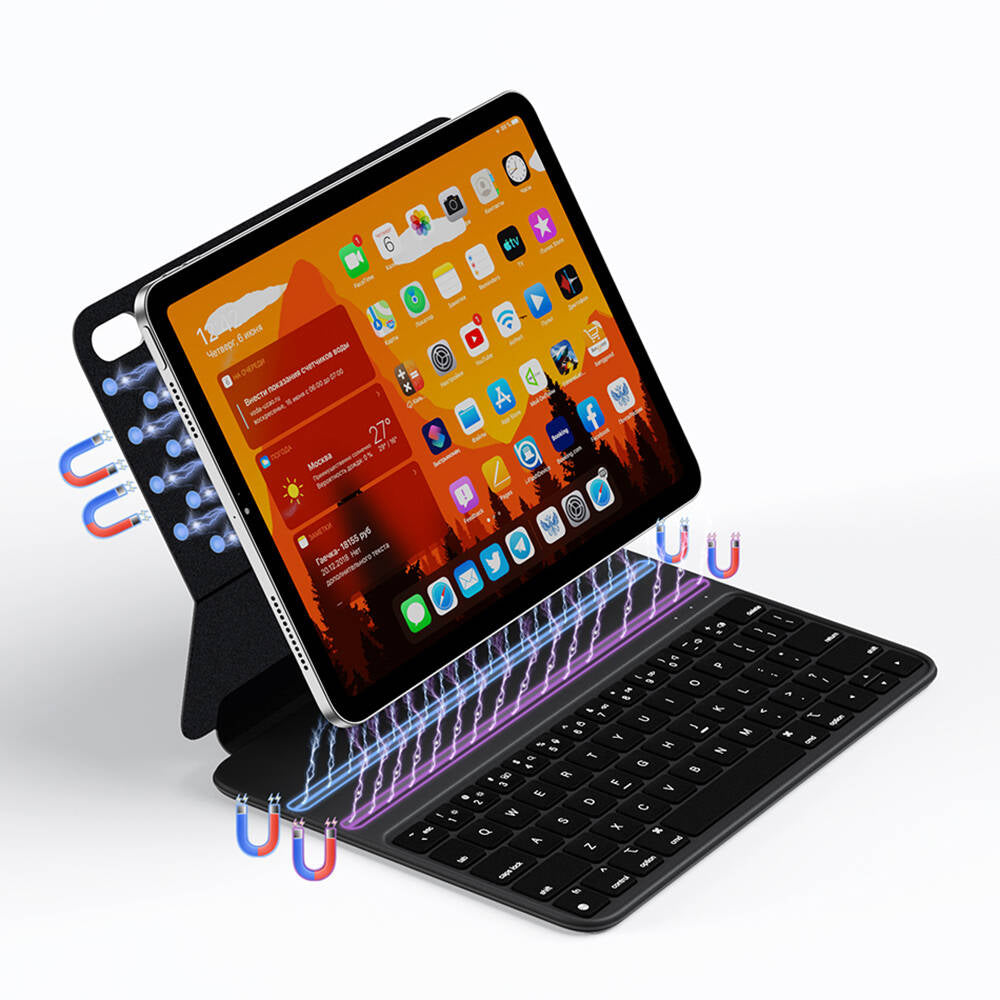 iPad Pro 11 2018 Wiwu F16 Klavyeli Standlı Magnetik Kılıf Siyah