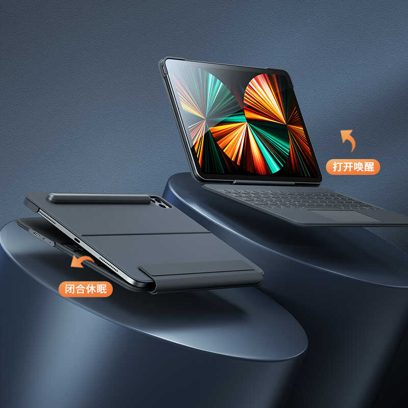 iPad Pro 11 2020 (2.Nesil) Benks KB01 Kablosuz Klavyeli Kılıf Gri