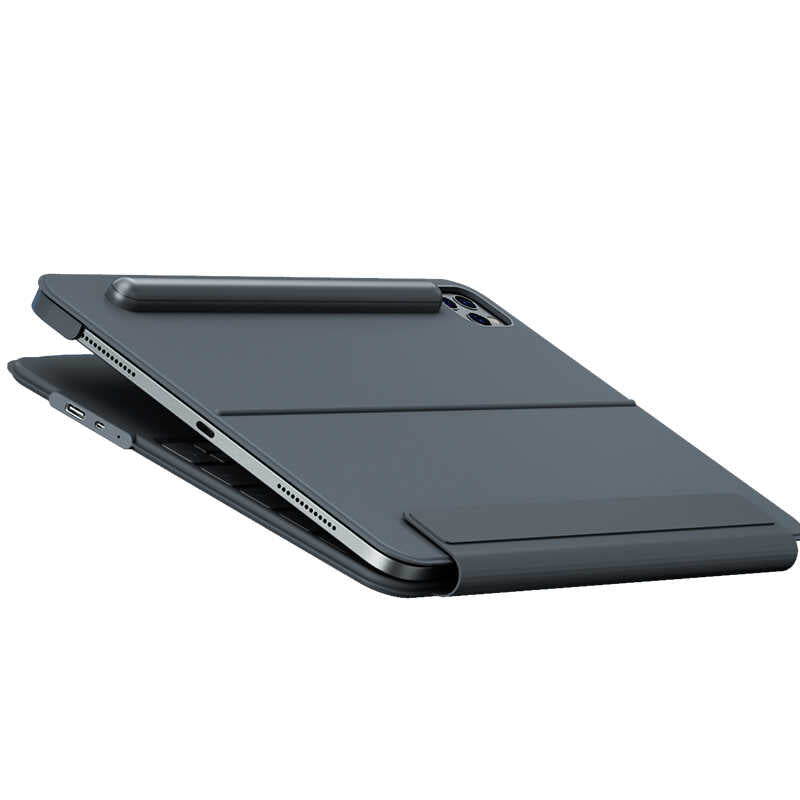iPad Pro 11 2021 (3.Nesil) Benks KB01 Kablosuz Klavyeli Kılıf Gri