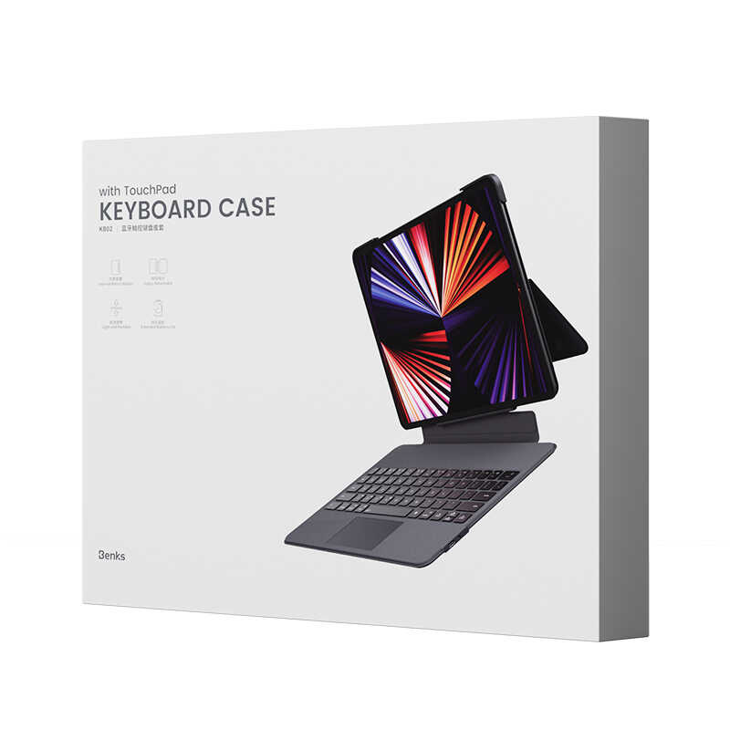 iPad Pro 11 2021 (3.Nesil) Benks KB01 Kablosuz Klavyeli Kılıf Gri