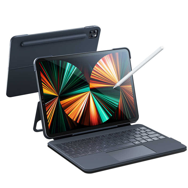iPad Pro 11 2021 (3.Nesil) Benks KB01 Kablosuz Klavyeli Kılıf Gri