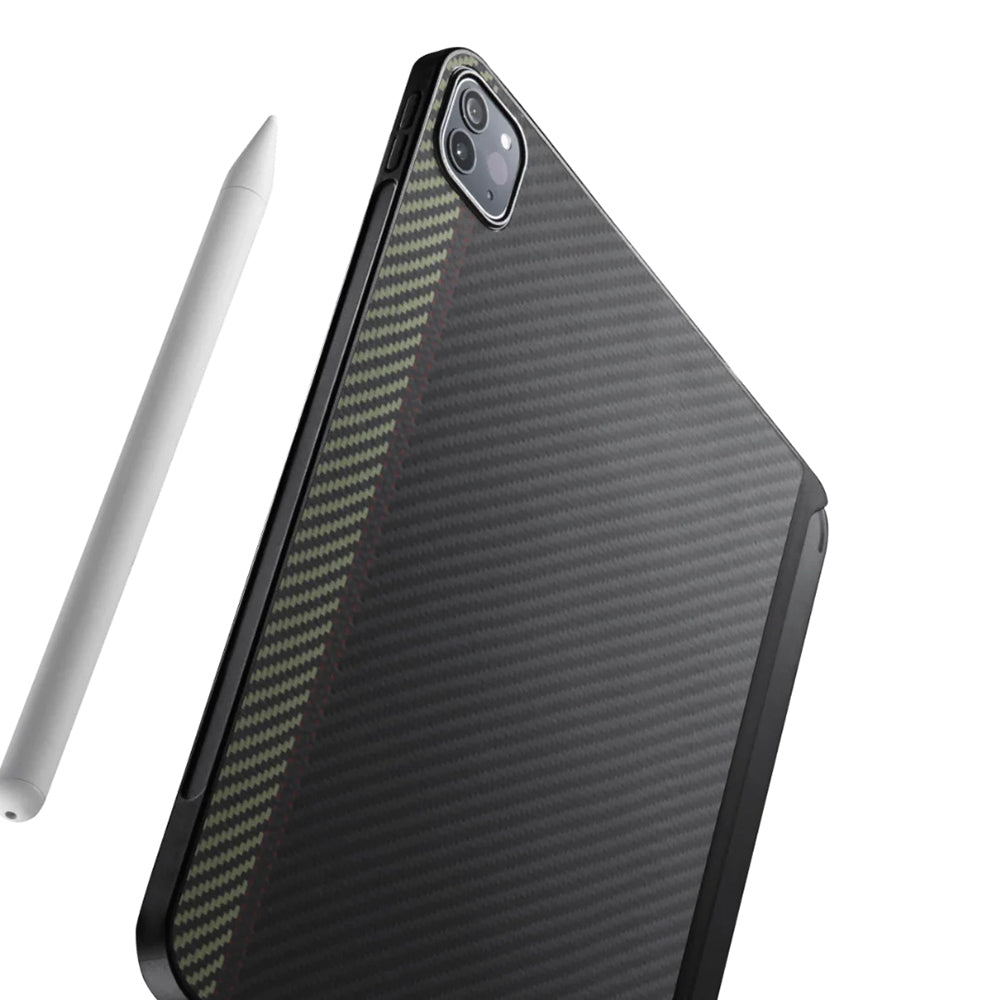 iPad Pro 11 2021 (3.Nesil) Kılıf Aramid Fiber Pitaka Ultra-Slim Classic Serisi Tablet Kılıf Siyah-Kırmızı