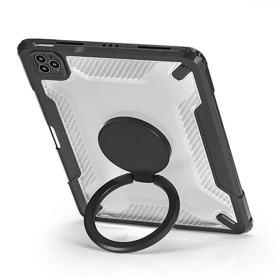 iPad Pro 11 2021 (3.Nesil) Wiwu Mecha Dönebilen Standlı Tablet Kılıfı Siyah