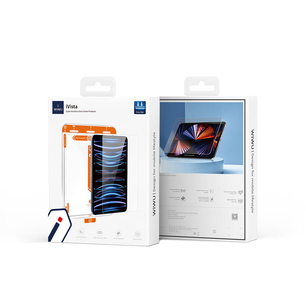 iPad Pro 11 2021 (3.Nesil) Wiwu Wi-GQ002 iVista 5 Katmanlı Temperli Cam Ekran Koruyucu + Kolay Uygulama Aparatı Renksiz