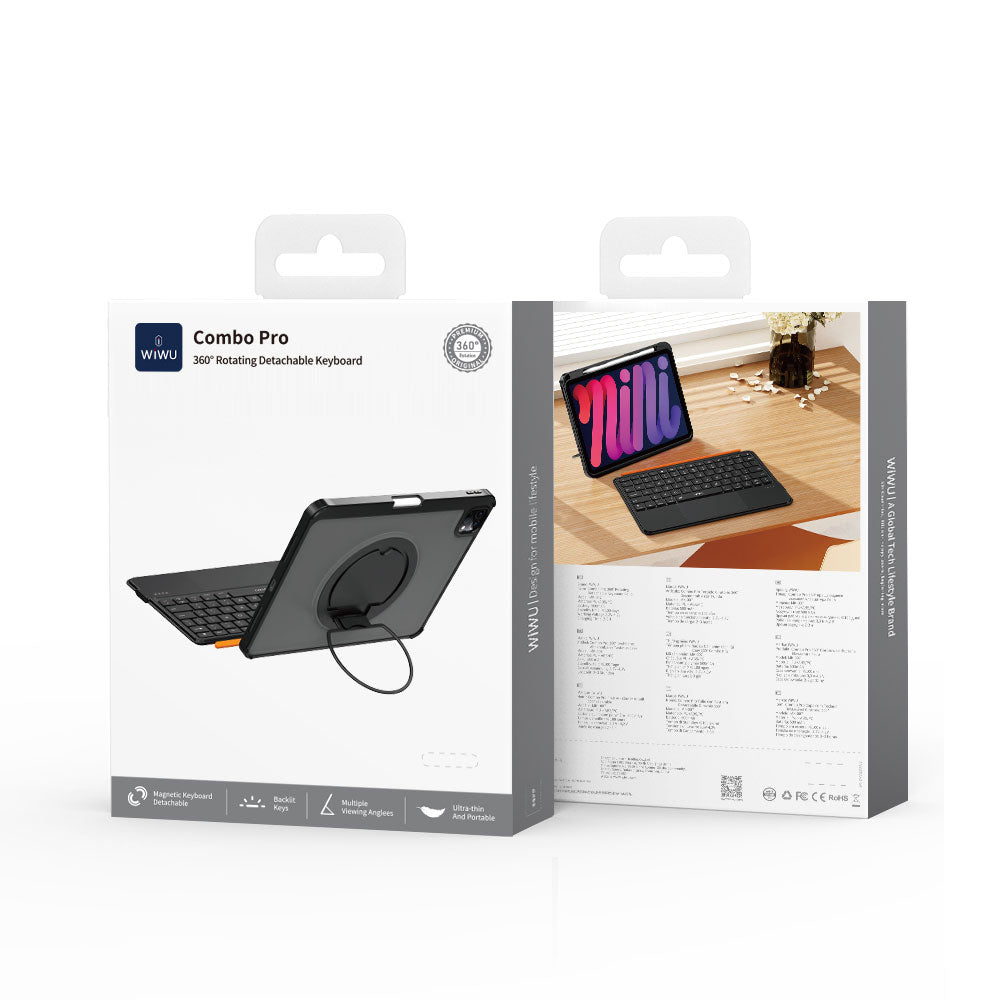 Apple iPad Pro 11 2024 MK-007 Combo Pro Kalem Bölmeli Klavyeli Standlı Kılıf Siyah