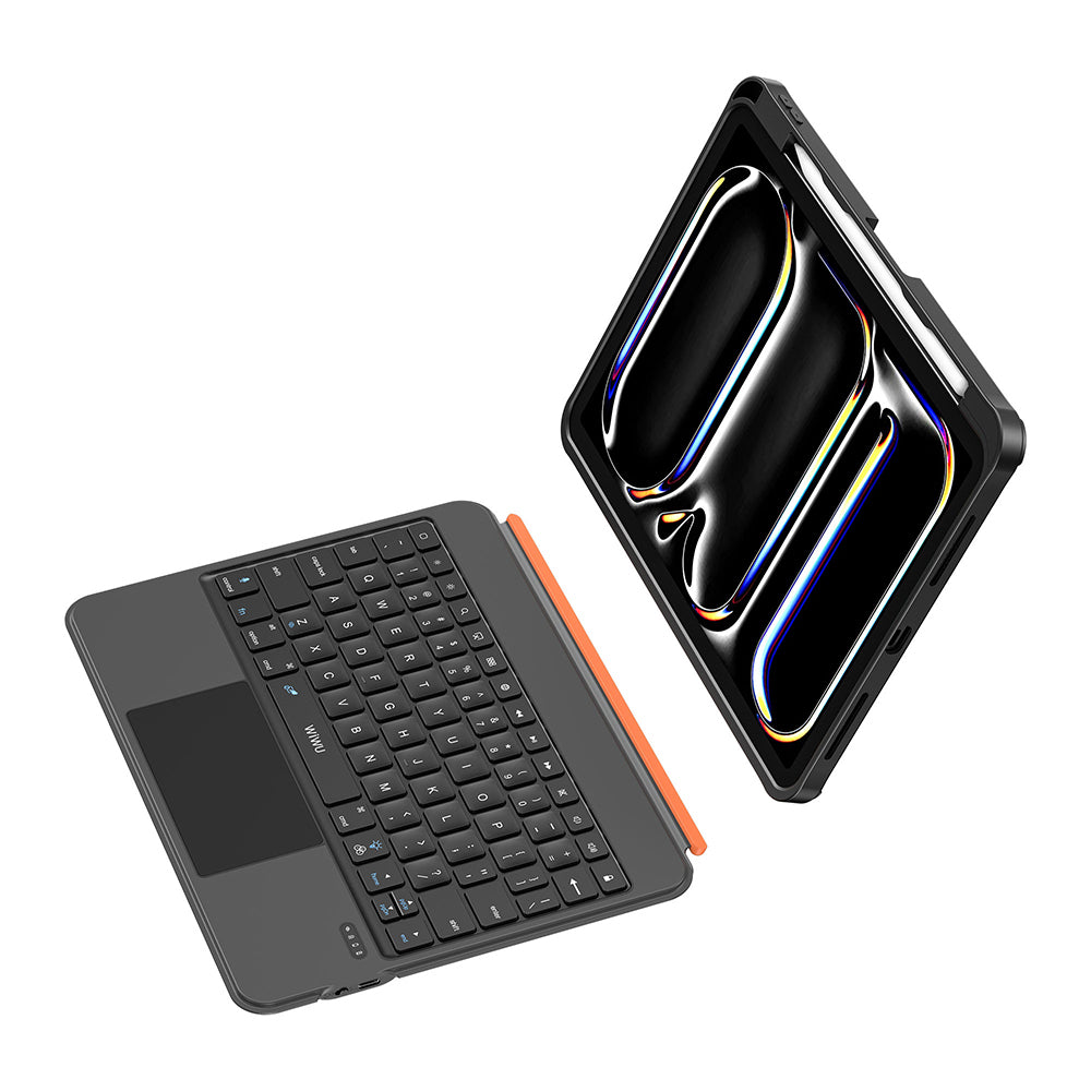 Apple iPad Pro 11 2024 MK-007 Combo Pro Kalem Bölmeli Klavyeli Standlı Kılıf Siyah