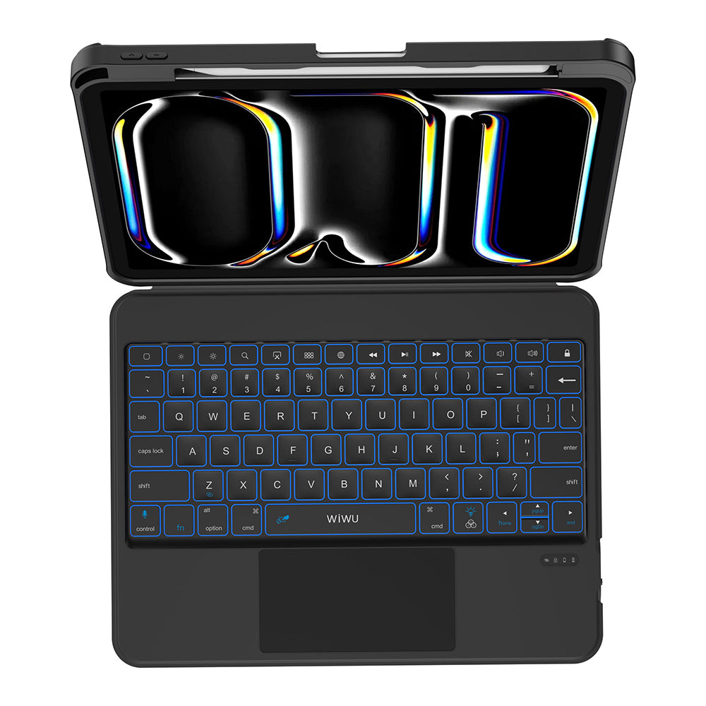 Apple iPad Pro 11 2024 MK-007 Combo Pro Kalem Bölmeli Klavyeli Standlı Kılıf Siyah