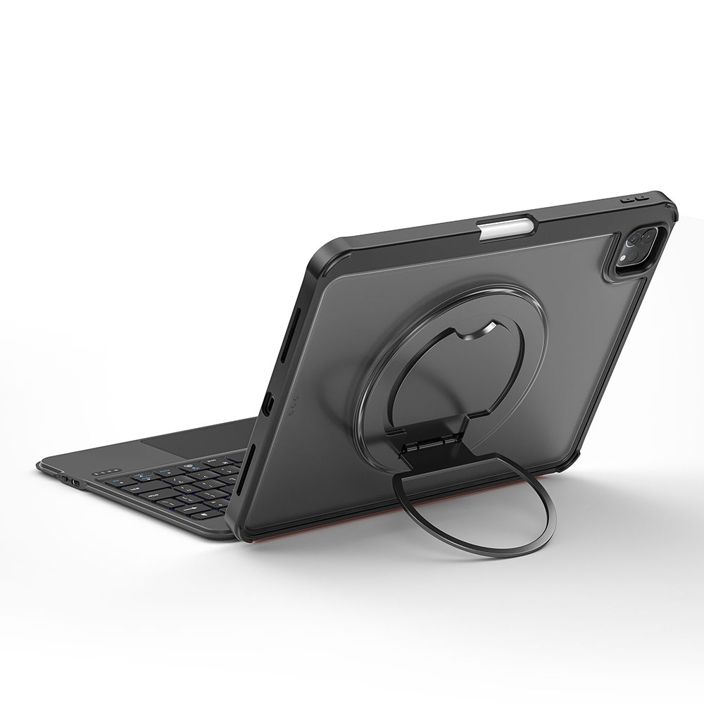 Apple iPad Pro 11 2024 MK-007 Combo Pro Kalem Bölmeli Klavyeli Standlı Kılıf Siyah