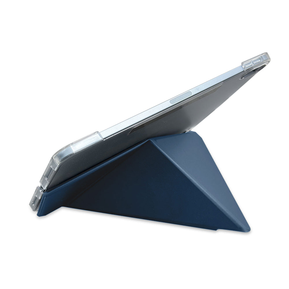 iPad Pro 11 2024 Raptic Clear Folio Airbagli Şeffaf Kılıflı Katlanabilir Standlı Kılıf Lacivert