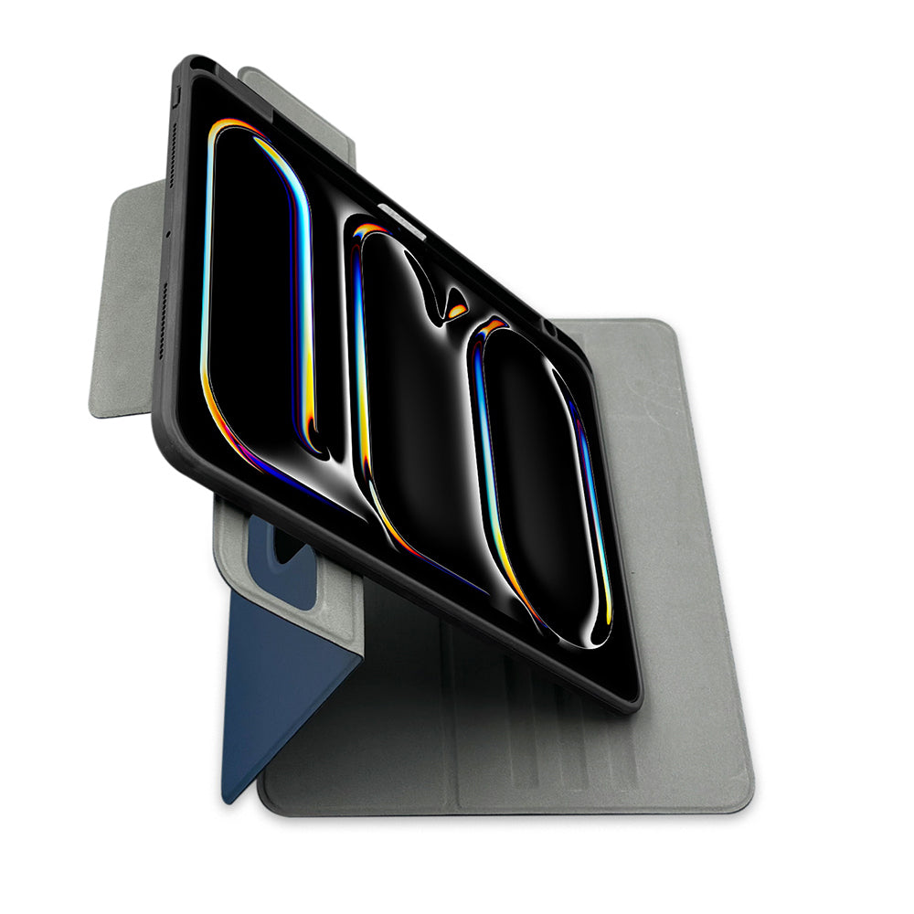 iPad Pro 11 2024 Raptic Spin Detachable Folio PU Ayrılabilir Kalem Bölmeli Standlı Kılıf Lacivert