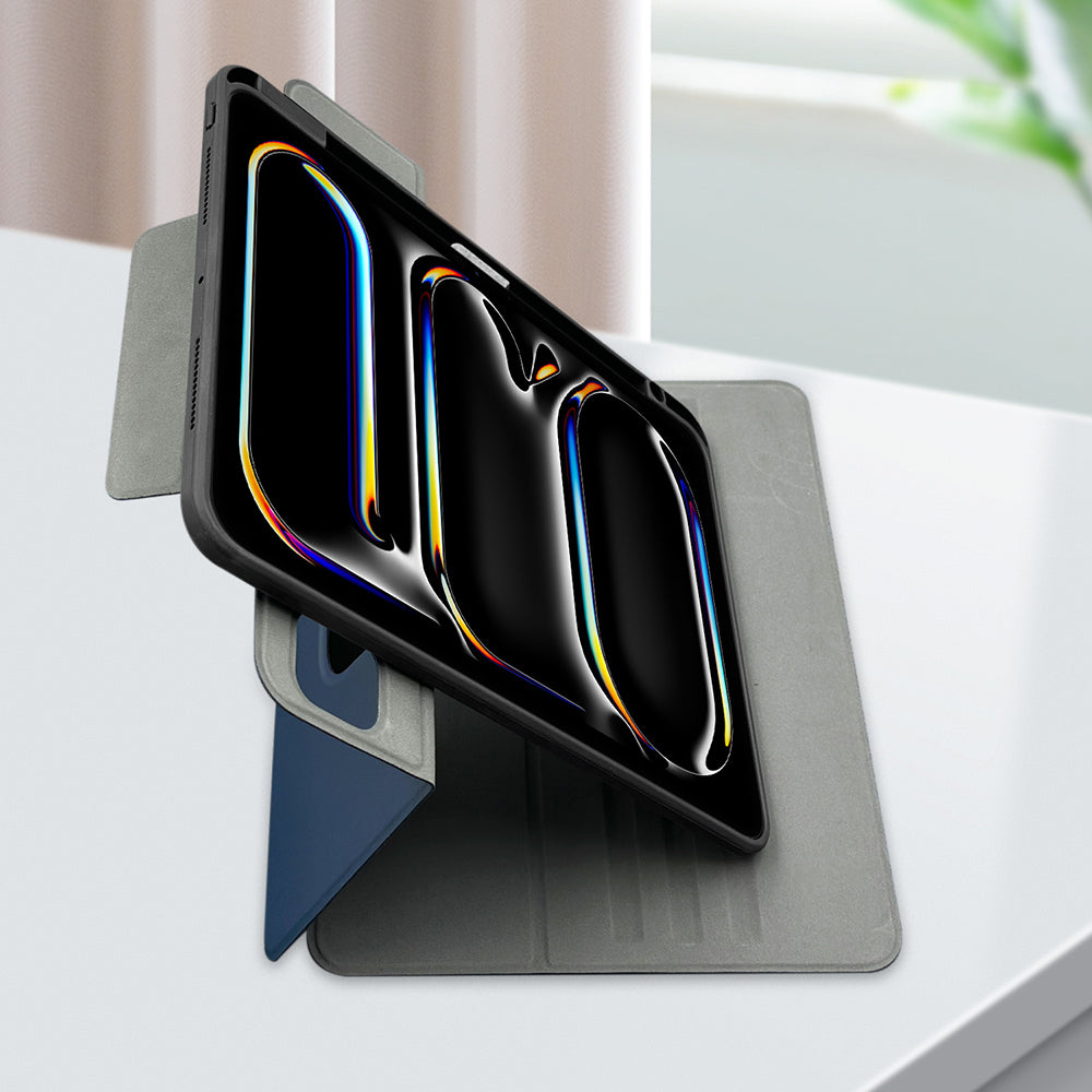 iPad Pro 11 2024 Raptic Spin Detachable Folio PU Ayrılabilir Kalem Bölmeli Standlı Kılıf Lacivert