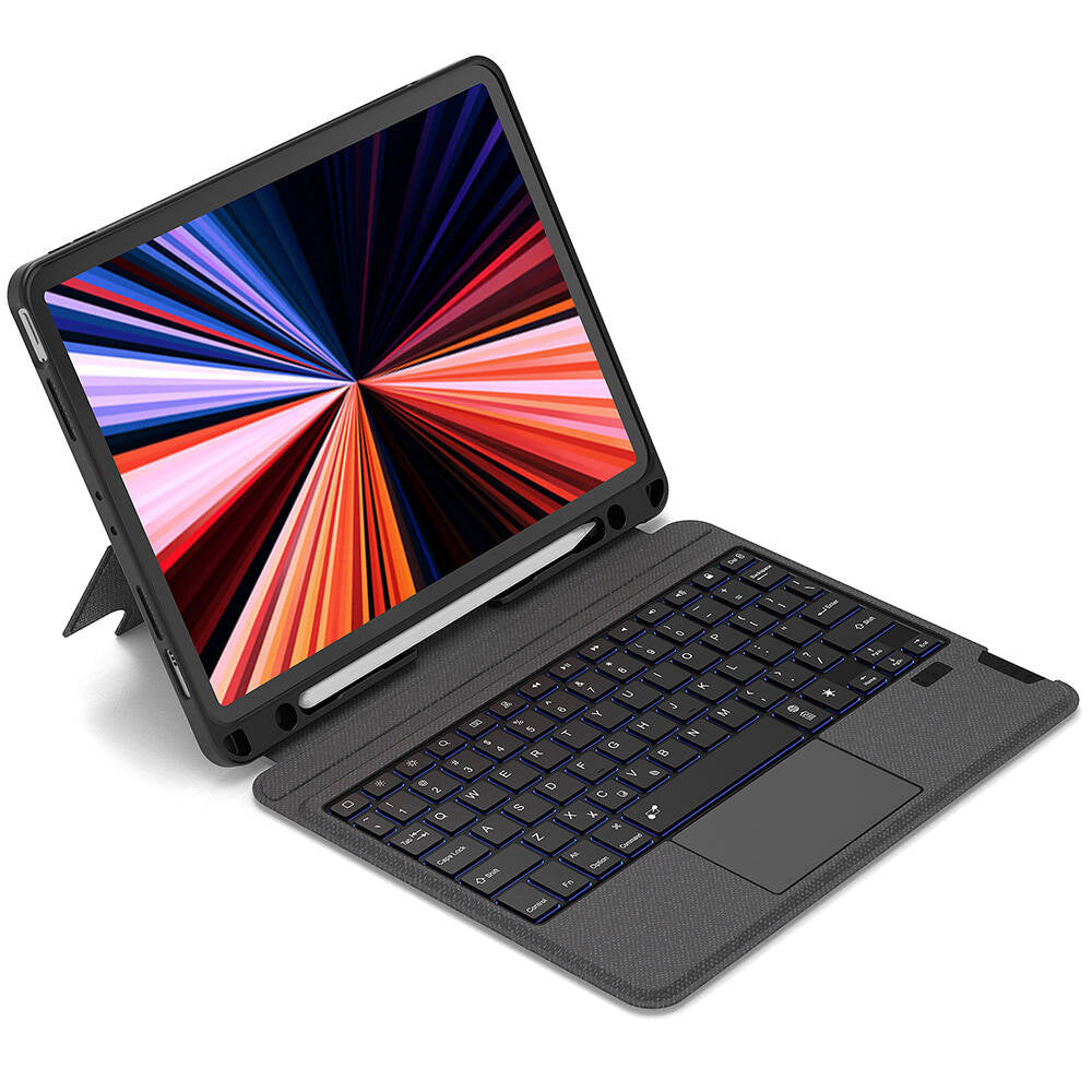 iPad Pro 11 2024 Wiwu Mag Touch Klavyeli Standlı Kılıf Siyah