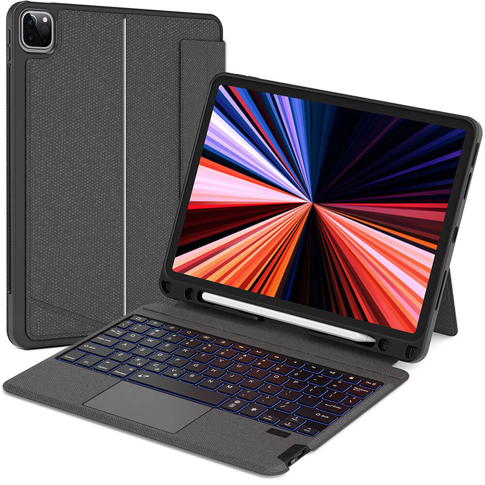 iPad Pro 11 2024 Wiwu Mag Touch Klavyeli Standlı Kılıf Siyah