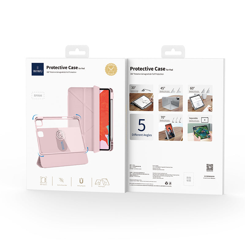 Apple iPad Pro 11 2025 M5 Wiwu 360° Dönebilen Standlı Magnetik Koruyucu Tablet Kılıfı Gri