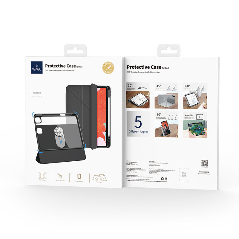 Apple iPad Pro 11 2025 M5 Wiwu 360° Dönebilen Standlı Magnetik Koruyucu Tablet Kılıfı Mavi Açık