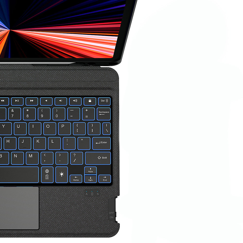 Apple iPad Pro 12.9 2021 (5.Nesil) Wiwu MagTouch Serisi Gizli Kalem Bölmeli Klavyeli Kılıf Siyah