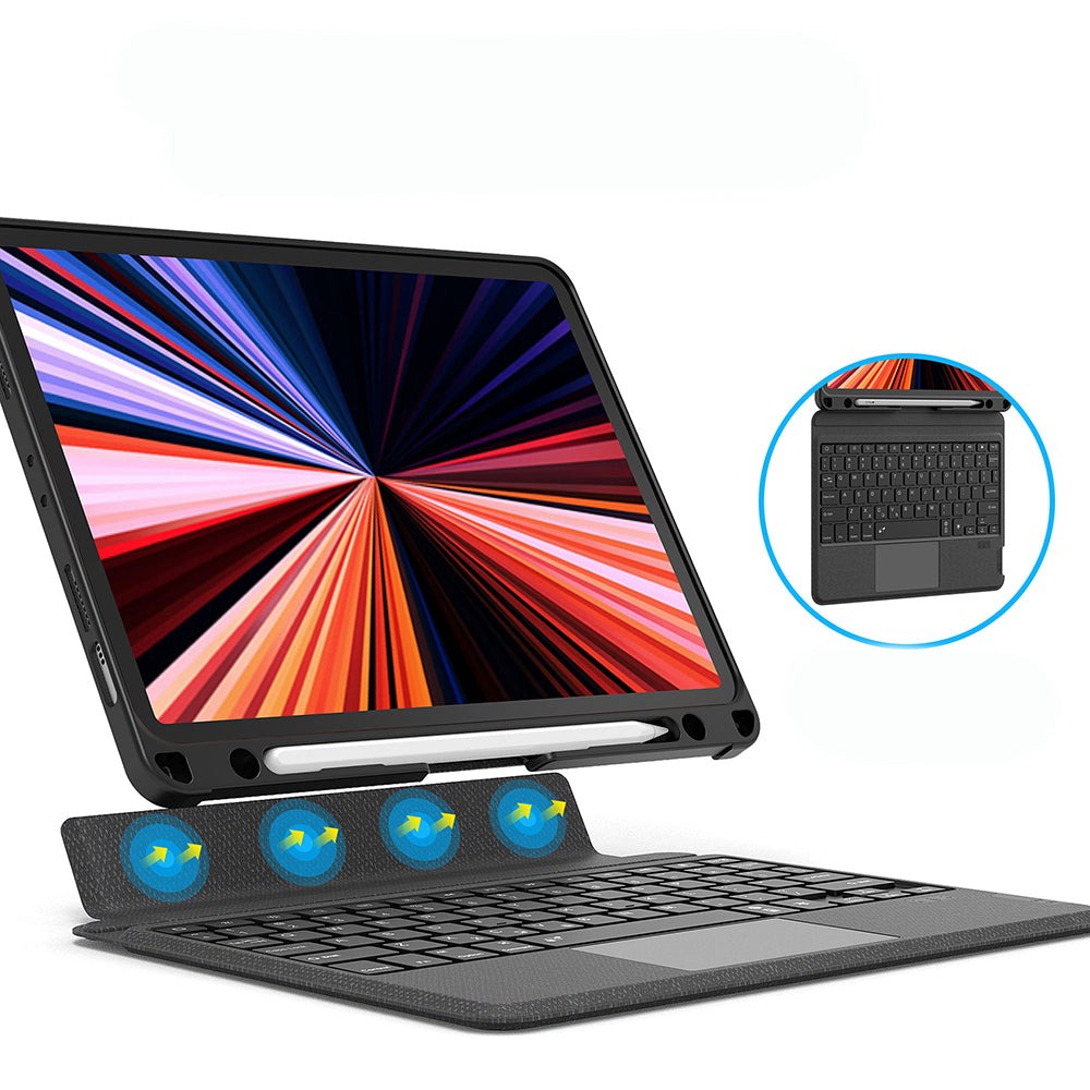 Apple iPad Pro 12.9 2022 M2 Wiwu MagTouch Serisi Gizli Kalem Bölmeli Klavyeli Kılıf Siyah