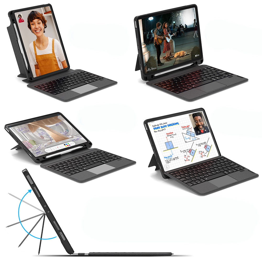 Apple iPad Pro 12.9 2022 M2 Wiwu MagTouch Serisi Gizli Kalem Bölmeli Klavyeli Kılıf Siyah