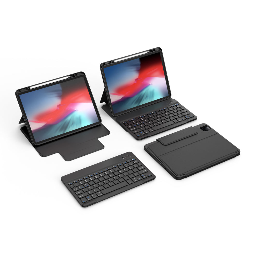 iPad Pro 12.9 2022 M2 Wiwu Protective Gizli Kalem Bölmeli Klavyeli Kılıf Siyah