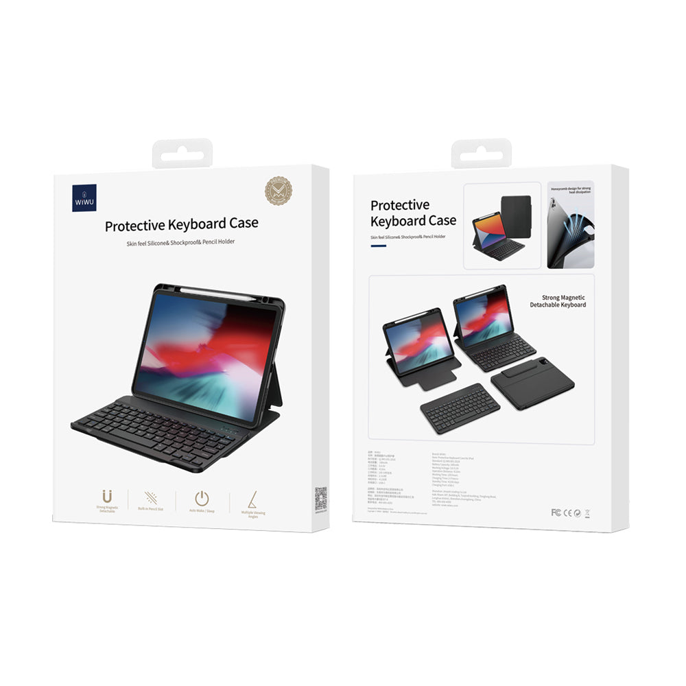 iPad Pro 12.9 2022 M2 Wiwu Protective Gizli Kalem Bölmeli Klavyeli Kılıf Siyah