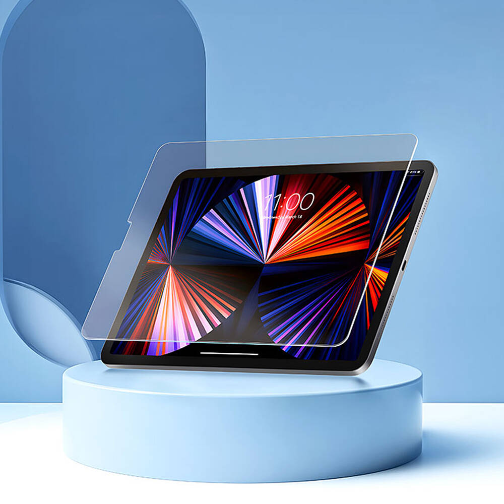 iPad Pro 12.9 2022 M2 Wiwu Wi-GQ002 iVista 5 Katmanlı Temperli Cam Ekran Koruyucu + Kolay Uygulama Aparatı Renksiz